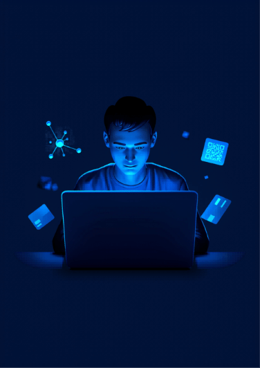 Illustration of person using laptop